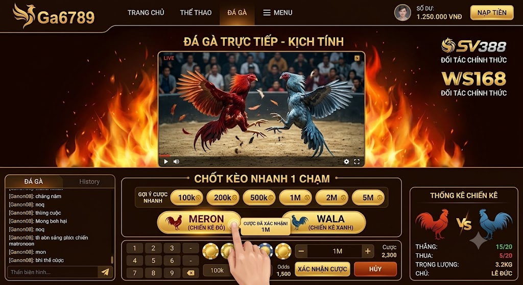 Đặc sản đá gà trực tuyến tại GA6789 với đường truyền Full HD không giật lag